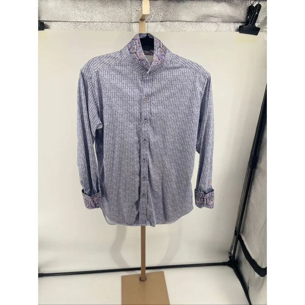 Robert Graham Classic Fit Button Down Shirt Men’s Small Blue Paisley Flip Cuff